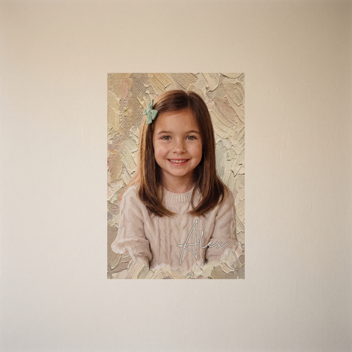 Canvas print featuring a photograph in an oil painting style and a name – Personalised #98468 [PC-MOCKUP:cmvlv3cqj0004qs6iizxbkxxs:1712a60600cda8ebc1ab4b7b:1712a60600cda8ebc1ab4b7b2aaa4e866bd127b0369e4f3a2e8d4eb9b2963bb7]