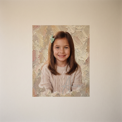 Canvas print featuring a photograph in an oil painting style and a name – Personalised #98468 [PC-MOCKUP:cmvlv3cqj0004qs6iizxbkxxs:8681e504b9786d3436cd07e4:8681e504b9786d3436cd07e4cfcc3c92a58e44bccab372d9f60056476973a994]